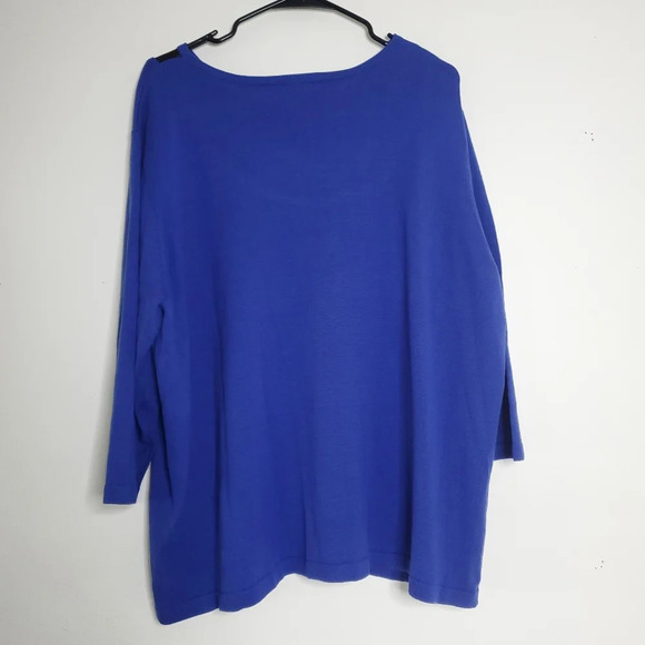 Victor Costa Occasion Womens Pullover Knit Blouse Size 2X Blue Casual Chic Top - Picture 10 of 10